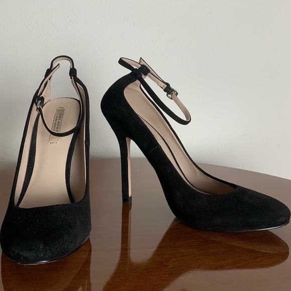 Zara Shoes - Zara Woman Black Suede Pumps Heels 38